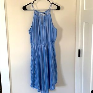 Blue and White Striped A-Line Dress